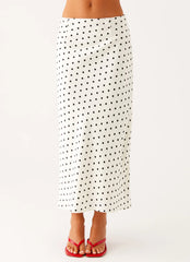 Breanne Midi Skirt - White Polka Dot