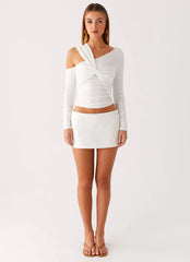 Cloud Kiss Asymmetric Long Sleeve Top - Cream
