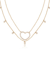 Crystal Heart Drop Necklace Set
