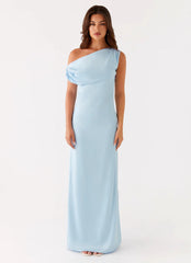 Heart Of Glass Satin Maxi Dress - Blue