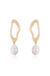 Open Circle Freshwater Pearl Earrings