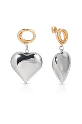 Chunky Heart Mixed Metal Earrings