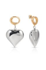 Chunky Heart Mixed Metal Earrings
