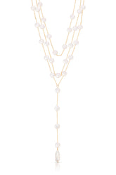 Pearl Coin Layered Lariat Necklace