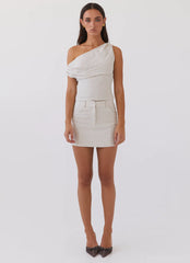 Marissa Linen Mini Skirt - Oatmeal