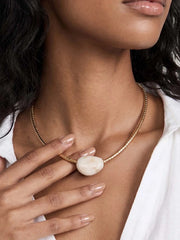 Beaded Bone Nugget Necklace
