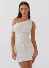 Marissa Linen Mini Skirt - Oatmeal