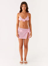 Palazzo Crochet Wrap Skirt - Pink