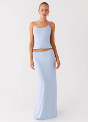 Like A Flower Maxi Skirt - Baby Blue
