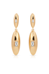 Oval Dome Double Drop Earrings