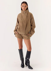 Marlow Faux Suede Jacket - Taupe