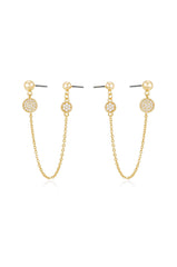 Double Piercing Chain Drop Earrings