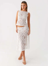 Virelle Lace Midi Skirt - Ivory
