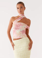 Christal Scarf Top - Floral Print