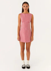 Lotus Tie Back Mini Dress - Red Gingham