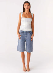 No Drama Strap Top - Grey Check