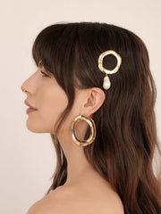 Open Circle Pearl Barrette