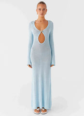 Seascape Crochet Maxi Dress - Blue