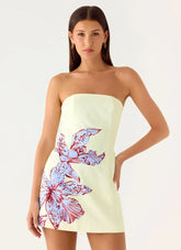 Denby Strapless Mini Dress - Purple Floral