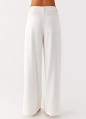 Delong Low Rise Linen Pants - White