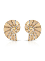 Crystal Studded Nautilus Shell Earrings