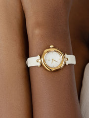 Open Circle Leather Watch in Vanilla
