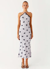 Nestel Flock Halter Midi Dress - Lilac
