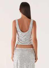 Evodia Sequin Tank Top - Silver