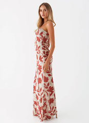 Dearest Maxi Dress - Red Green Floral