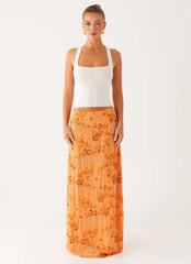 Corinna Low Rise Sequin Maxi Skirt - Orange