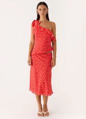 Calia Midi Skirt - Magenta Red Rose