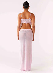 Shellbound Crochet Maxi Dress - Pink