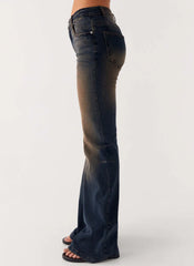 Oregon Flared Denim Jeans - Dirty Black Wash