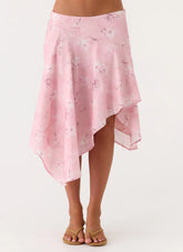 Kia Low Rise Asymmetrical Midi Skirt - Vintage Floral