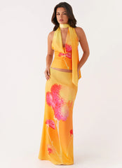 Marrakesh Maxi Skirt - Orange Floral