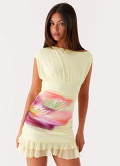 Alinna Mini Dress - Yellow Tropical