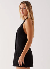 Mira Halter Neck Mini Dress - Black