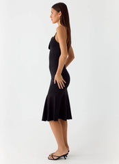Tranquility Asymmetric Midi Dress - Black