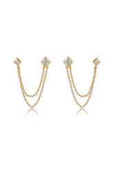 Double Piercing Diamond Shape Earrings
