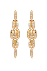 Oval Dome Baguette Dangle Earrings