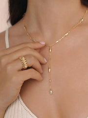 Oval Dome Lariat Necklace