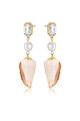 Golden Rimmed Shell Dangle Earrings