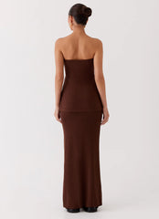 Delicate Lady Knit Maxi Skirt - Chocolate