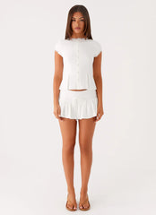Landon Button Up Top - White
