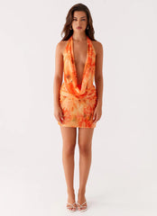 Elysia Chiffon Mini Dress - Sunset Floral