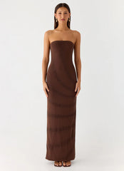 Belisse Beaded Mesh Maxi Dress - Chocolate
