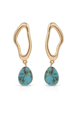 Open Circle Turquoise Dangle Earrings