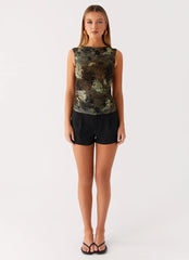 Lux Tank Top - Cyber Floral