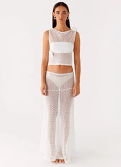Velli Crochet Maxi Skirt - White