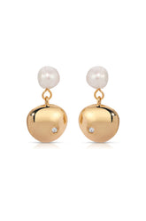 Small Pebble and Pearl Dangle Earrings